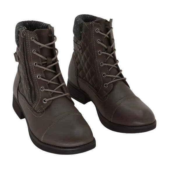STQ Womens Boots Low Chunky Heel Casual Side Zipper Lace up Combat Size 10 - Picture 1 of 6